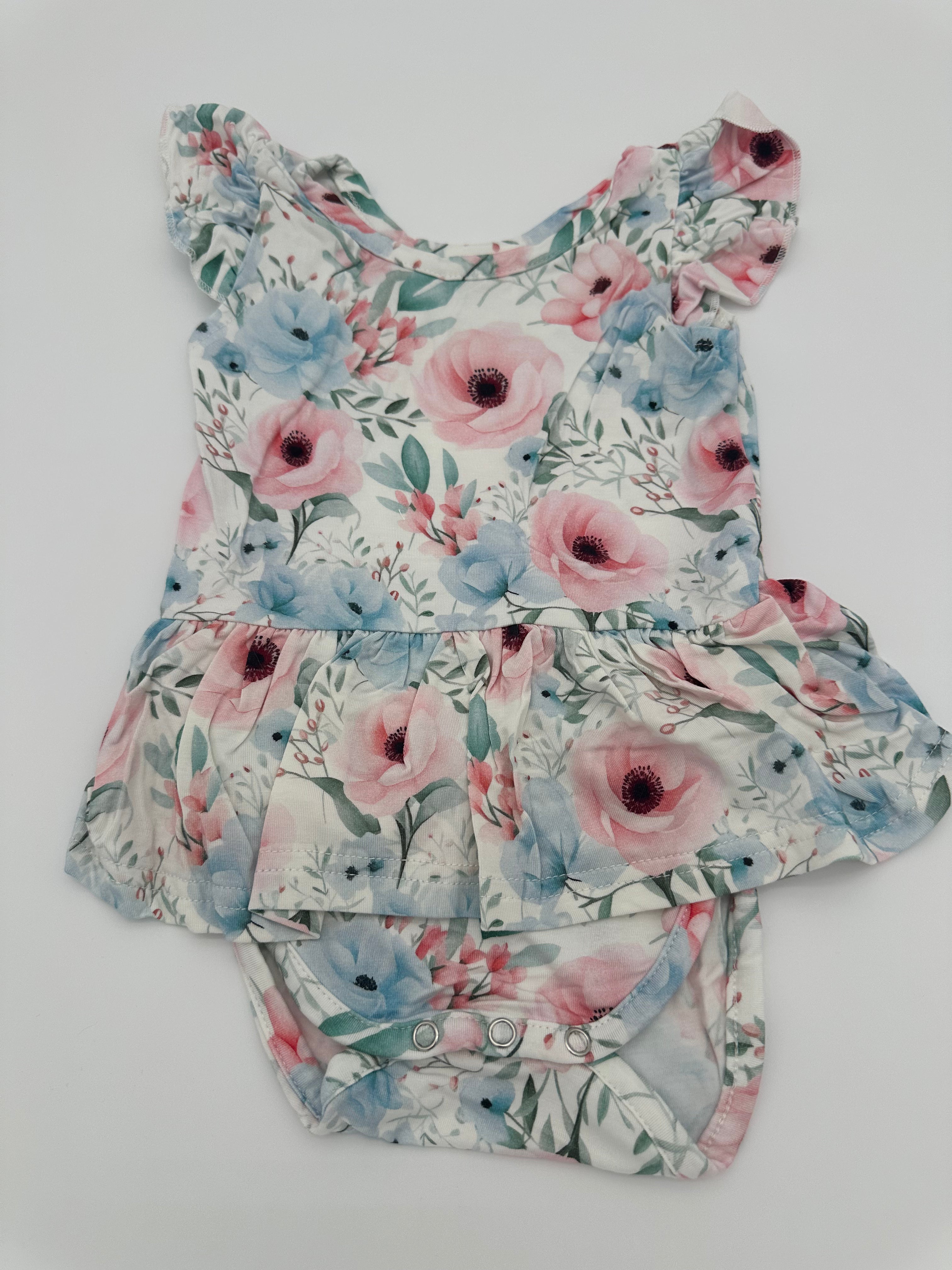 Light blue poppy baby dress